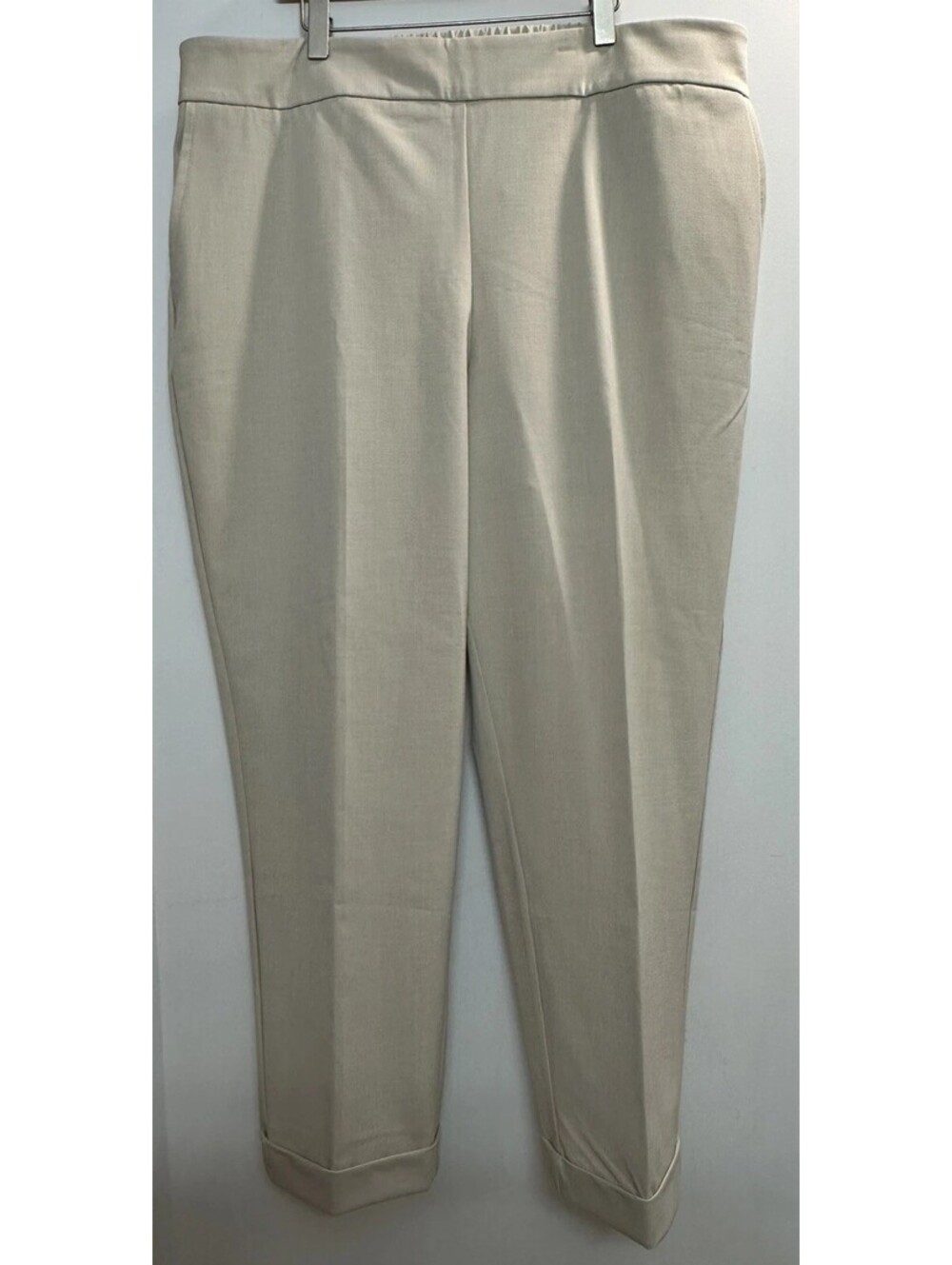 Rachel Zoe Women’s Beige Cuffed Pull On Trousers Capri Ankle Pants Sz 1X (38x27)